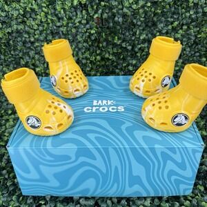 Bark Crocs Pet Dog Boots Unisex Marbled Yellow Adjustable Strap Breathable